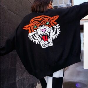 Dressed in LALA Black Tiger Cardigan